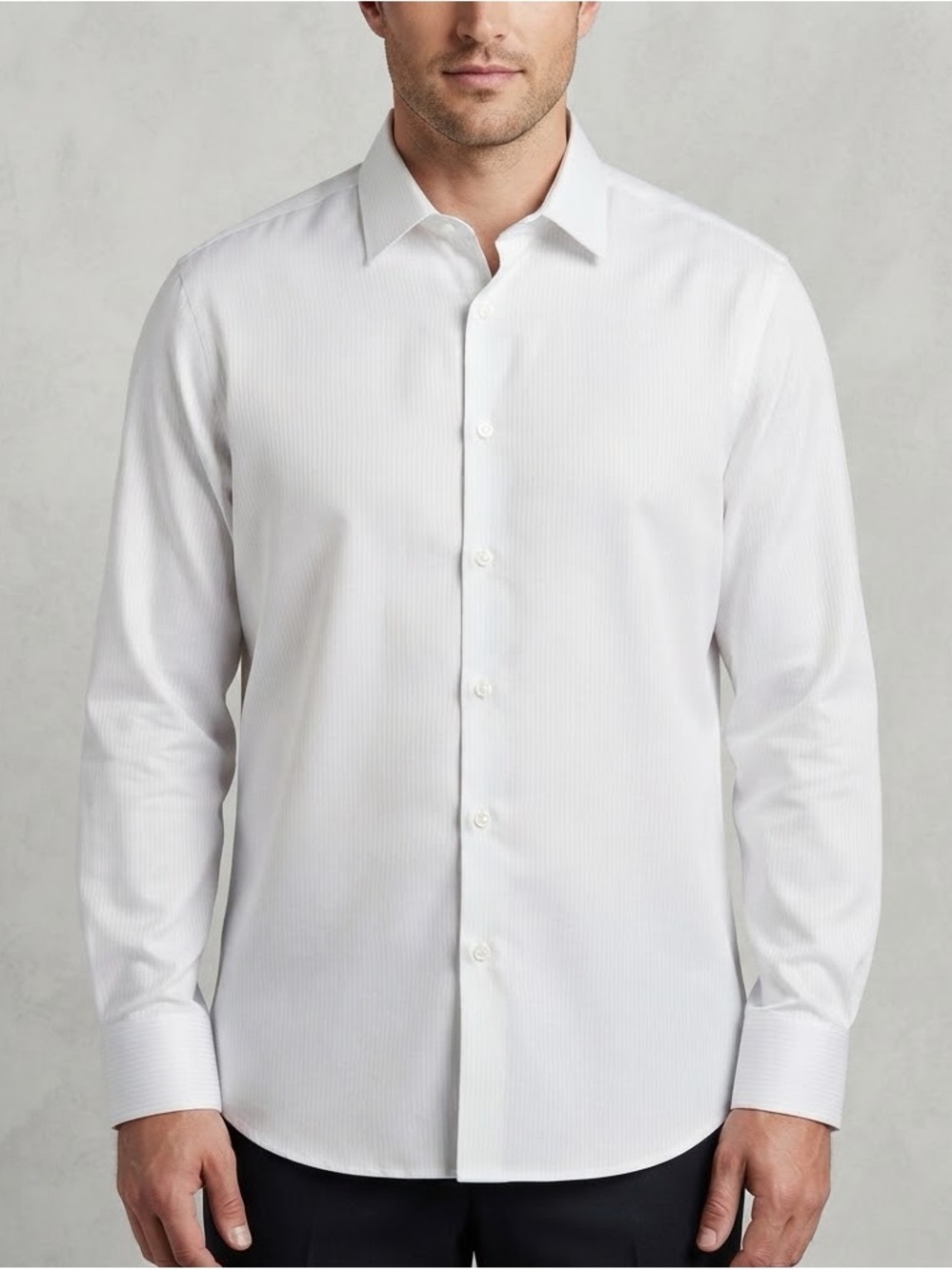 Madison Slim Fit Dynamic Cooling Dress Shirt White Striped Men’s 2XL 18-18.5